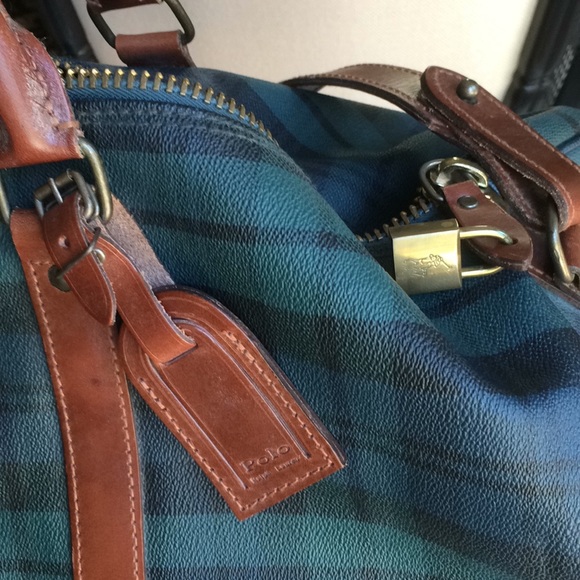 Ralph Lauren Black Watch Plaid Duffle Bag L - Picture 2 of 6